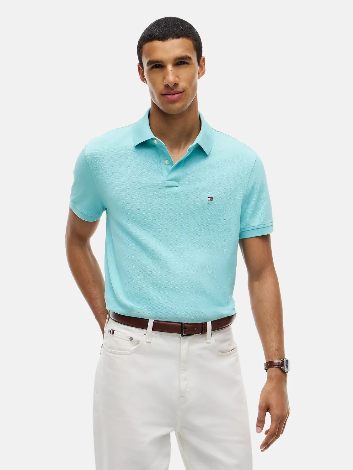 polo-tommy-hilfiger-bleu-en-coton-face