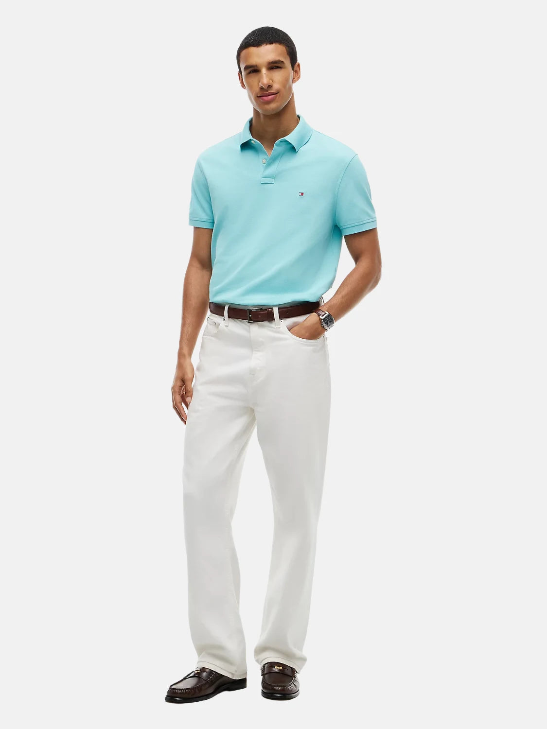 polo-tommy-hilfiger-bleu-en-coton-porte