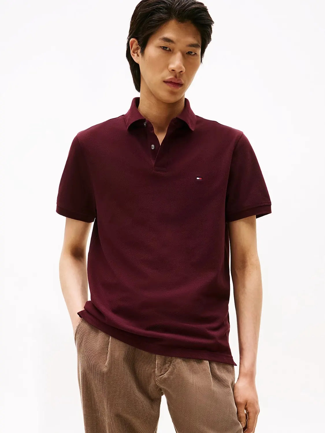 polo-tommy-hilfiger-homme-bordeaux-face