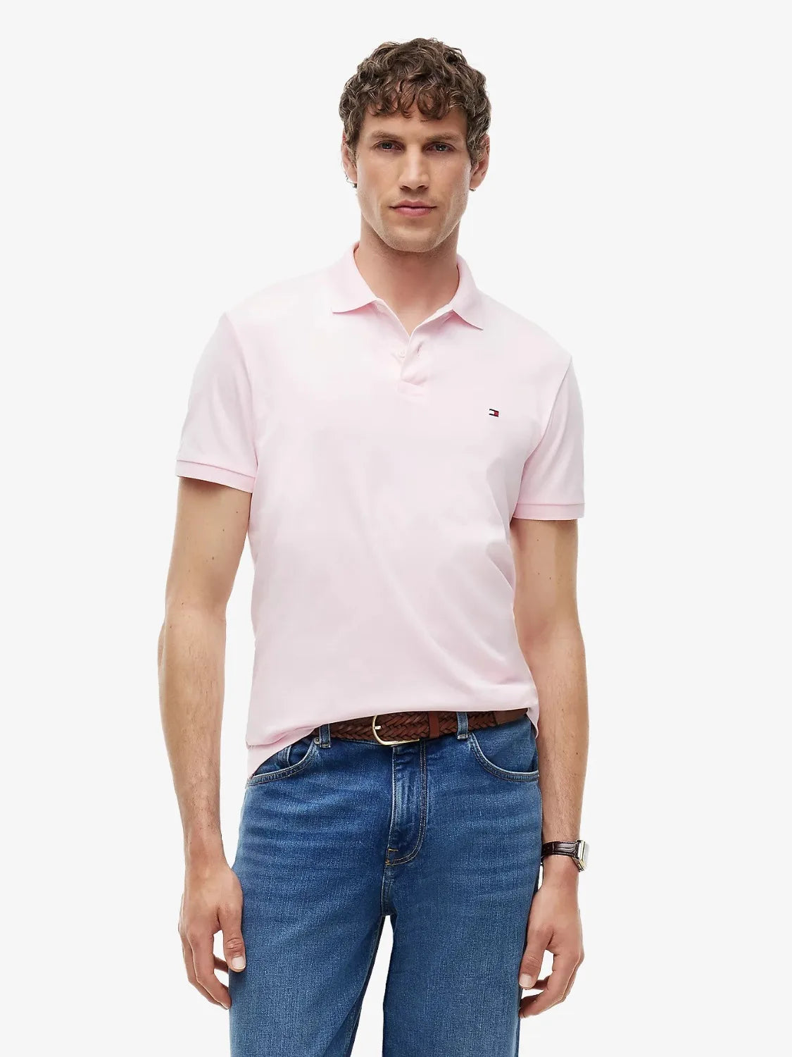 polo-tommy-hilfiger-rose-homme-MW0MW39994TPB-face