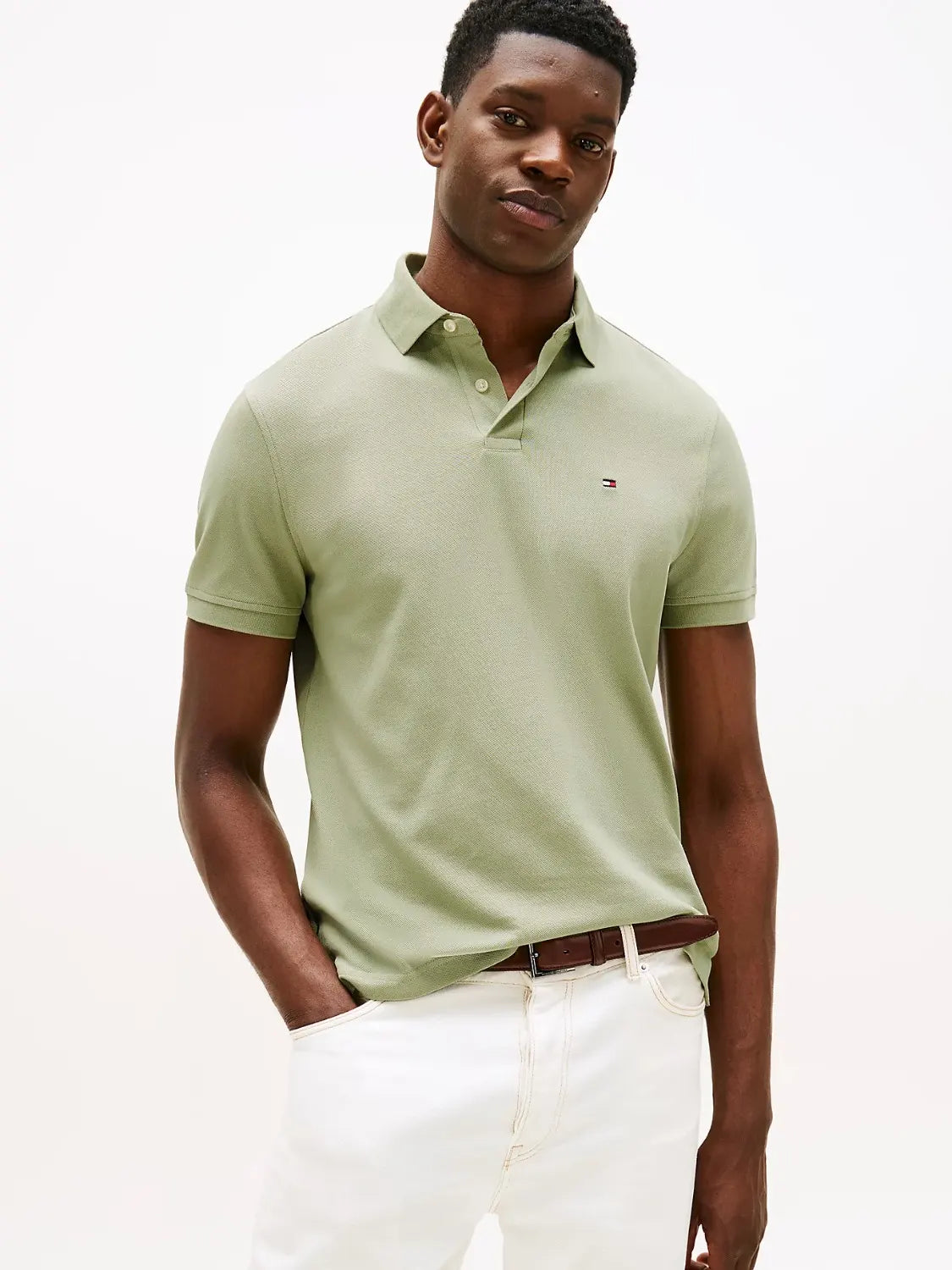 polo-tommy-hilfiger-vert-homme-face