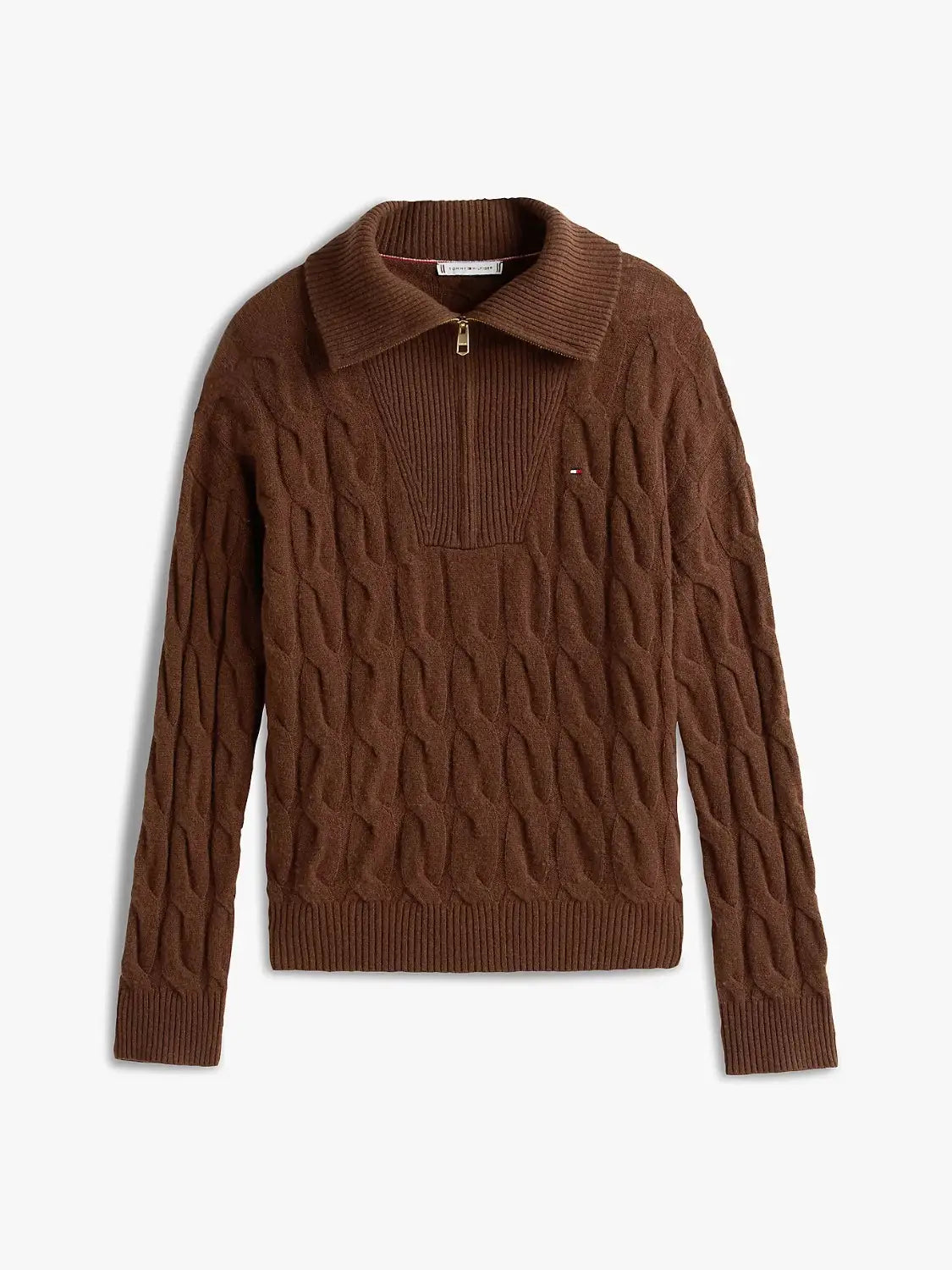 pull-camionneur-femme-tommy-hilfiger-marron-a-plat