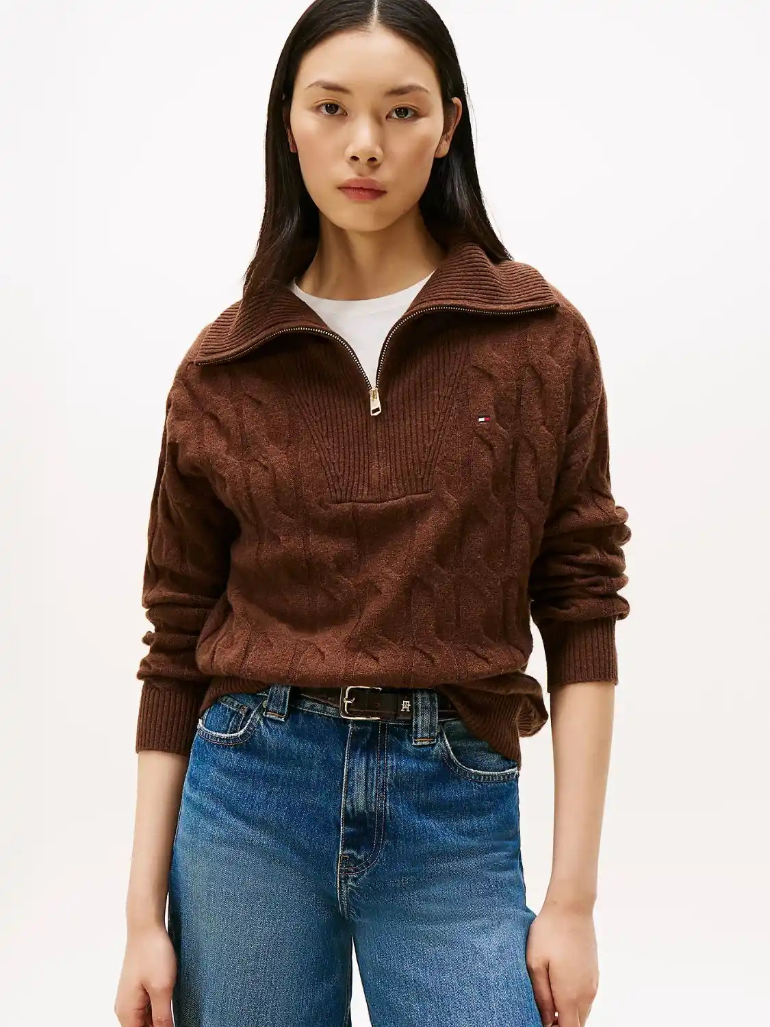 pull-camionneur-femme-tommy-hilfiger-marron-face