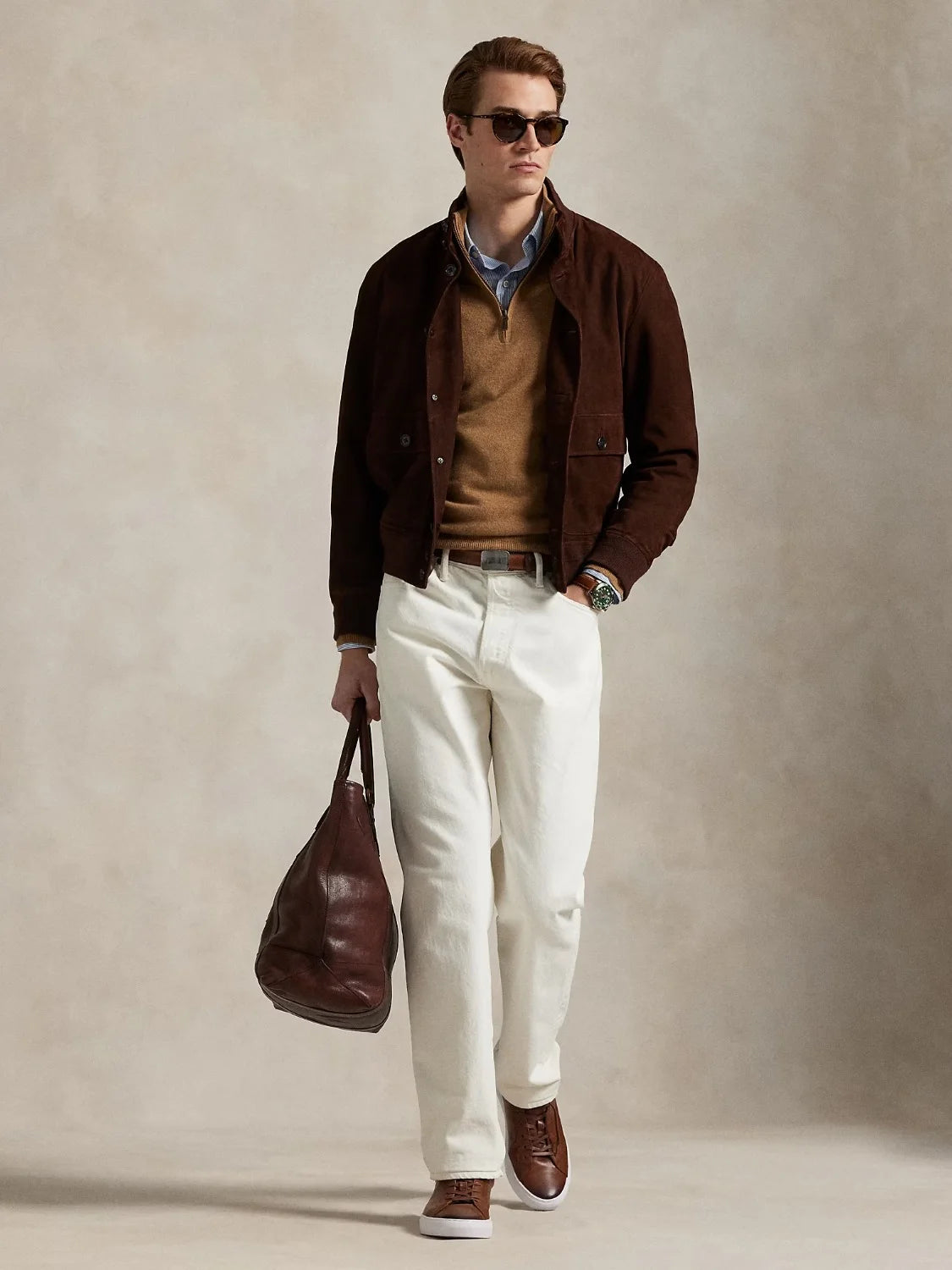 pull-camionneur-ralph-lauren-marron-homme-porte