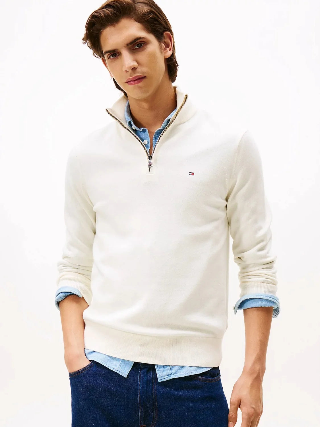 pull-camionneur-tommy-hilfiger-beige-homme-face