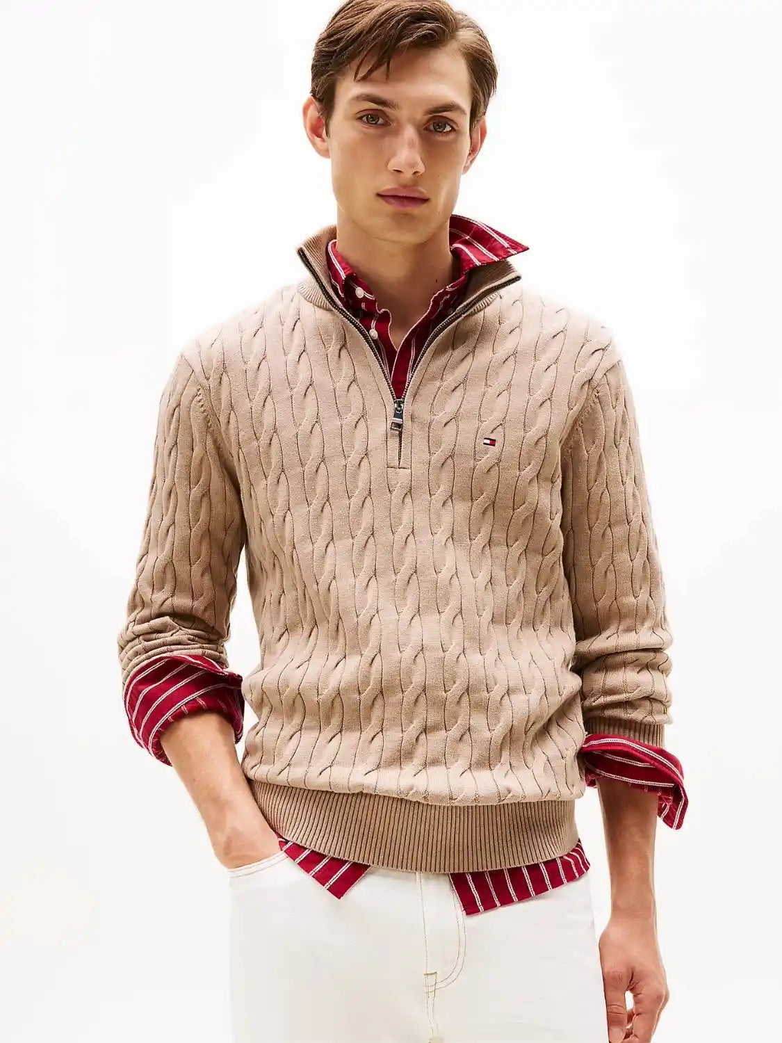 pull-camionneur-tommy-hilfiger-torsade-beige-face