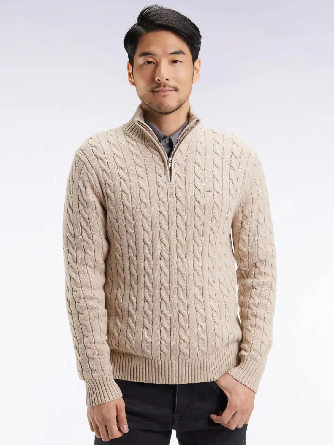 pull-camionneur-torsade-eden-park-beige-homme-face