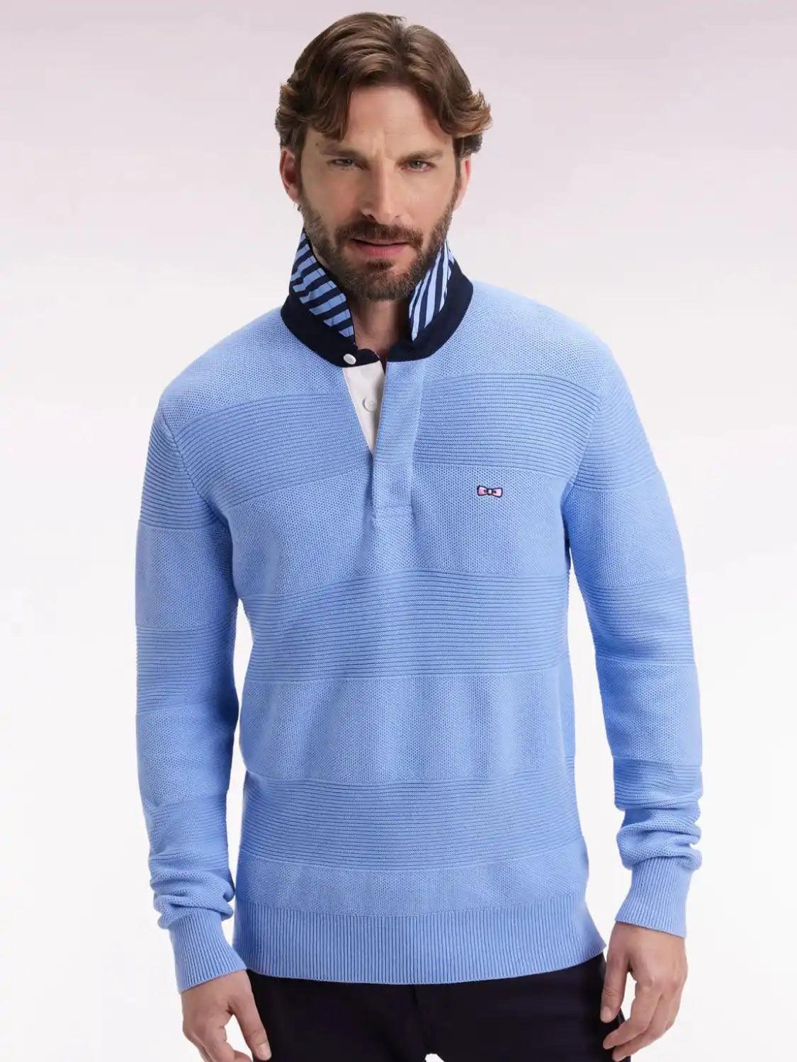 pull-col-polo-eden-park-bleu-homme-face