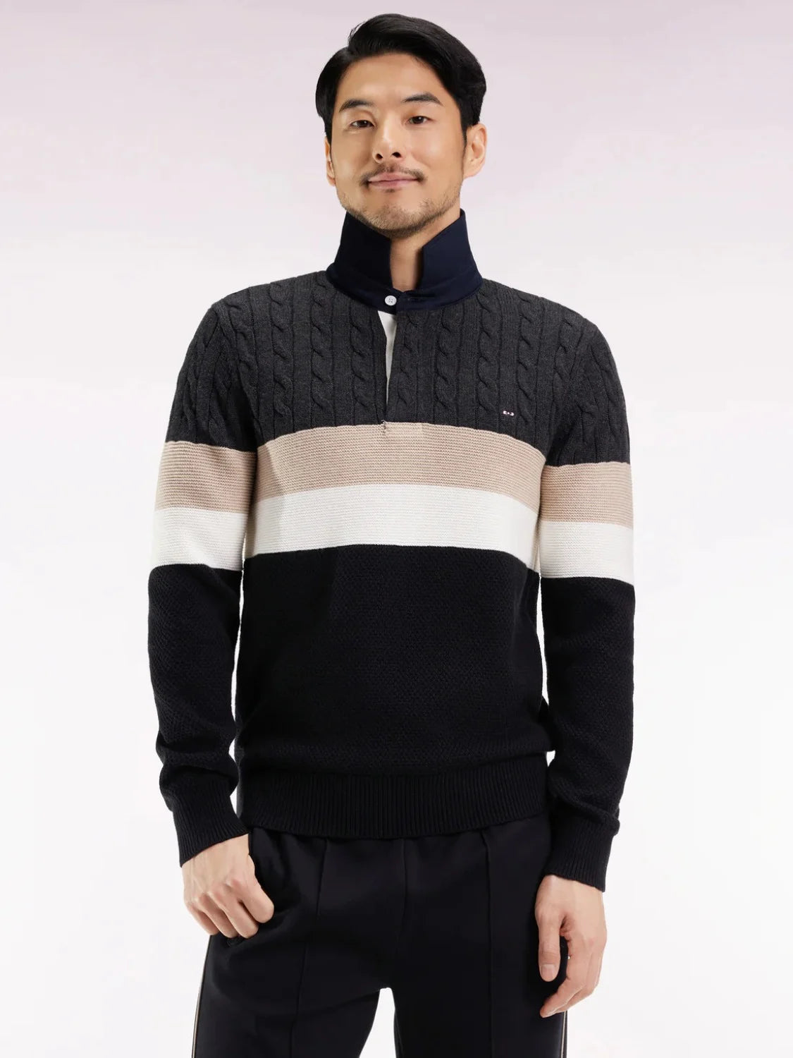 pull-col-polo-eden-park-gris-homme-face-zoom