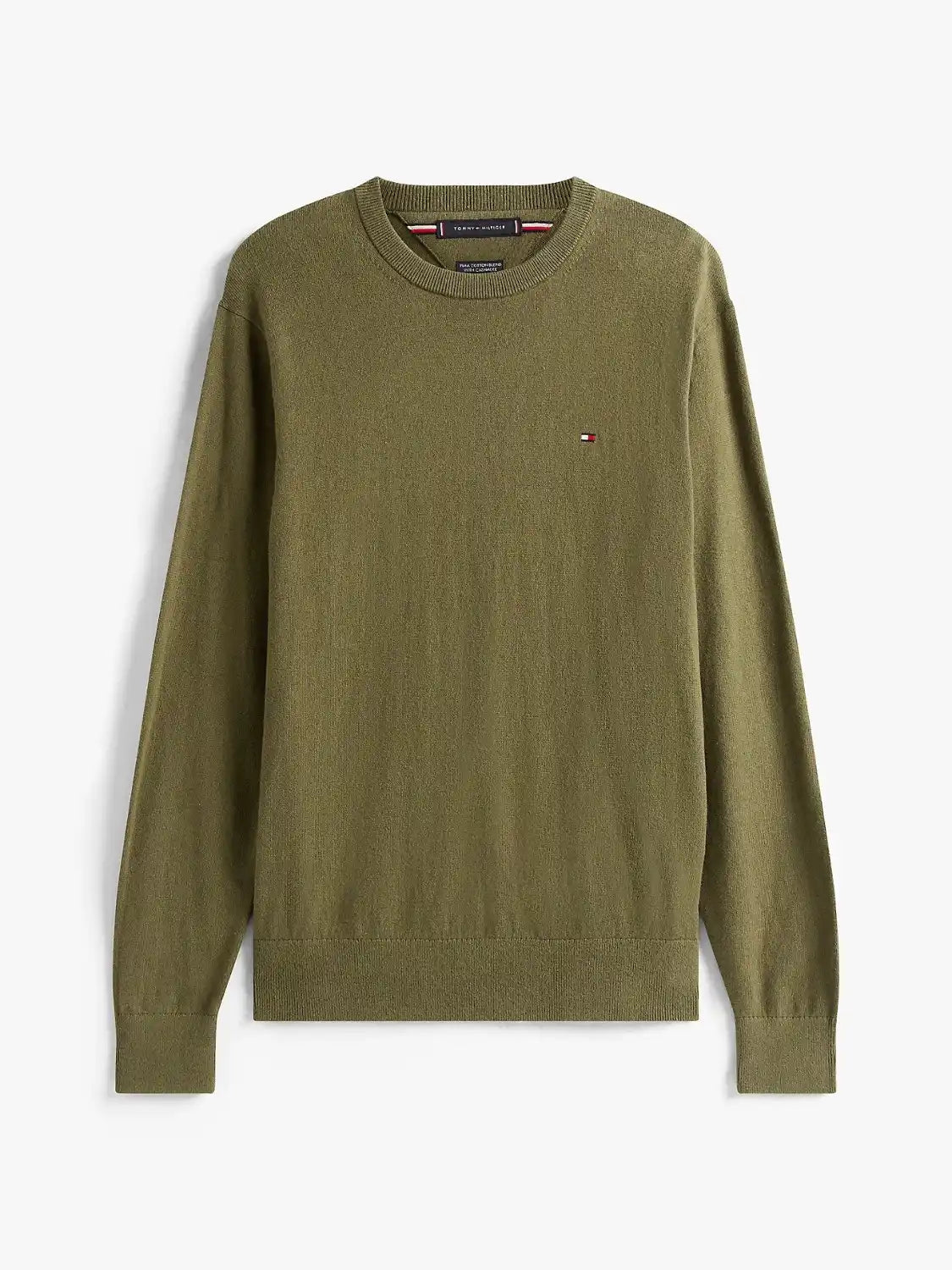 pull-tommy-hilfiger-kaki-homme-a-plat