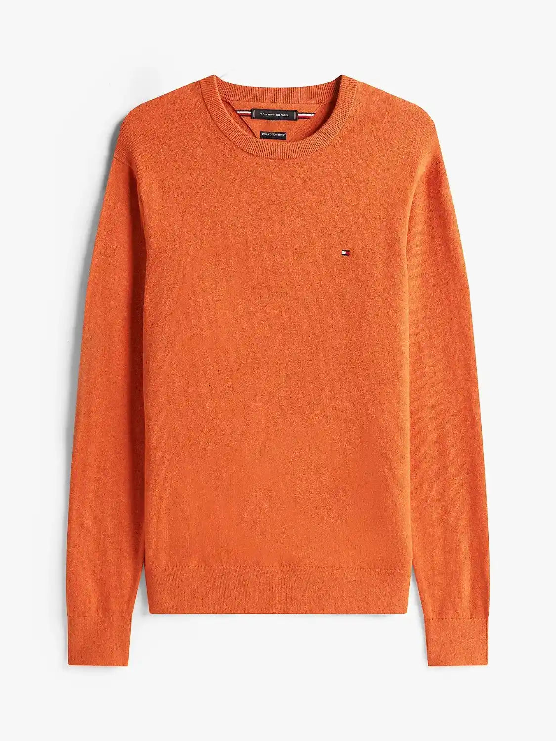 pull-tommy-hilfiger-orange-homme-cachemire-a-plat
