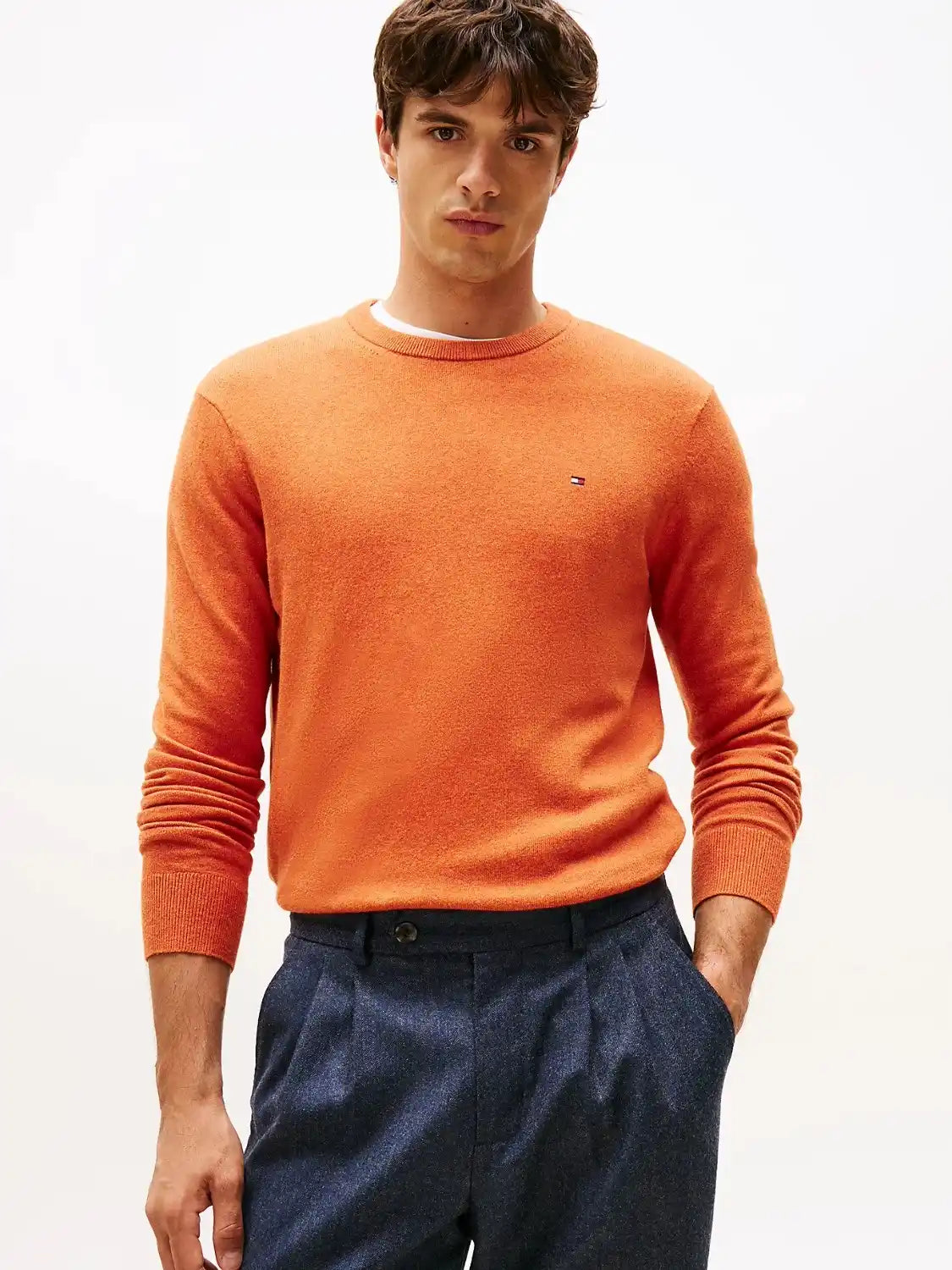 pull-tommy-hilfiger-orange-homme-cachemire-face