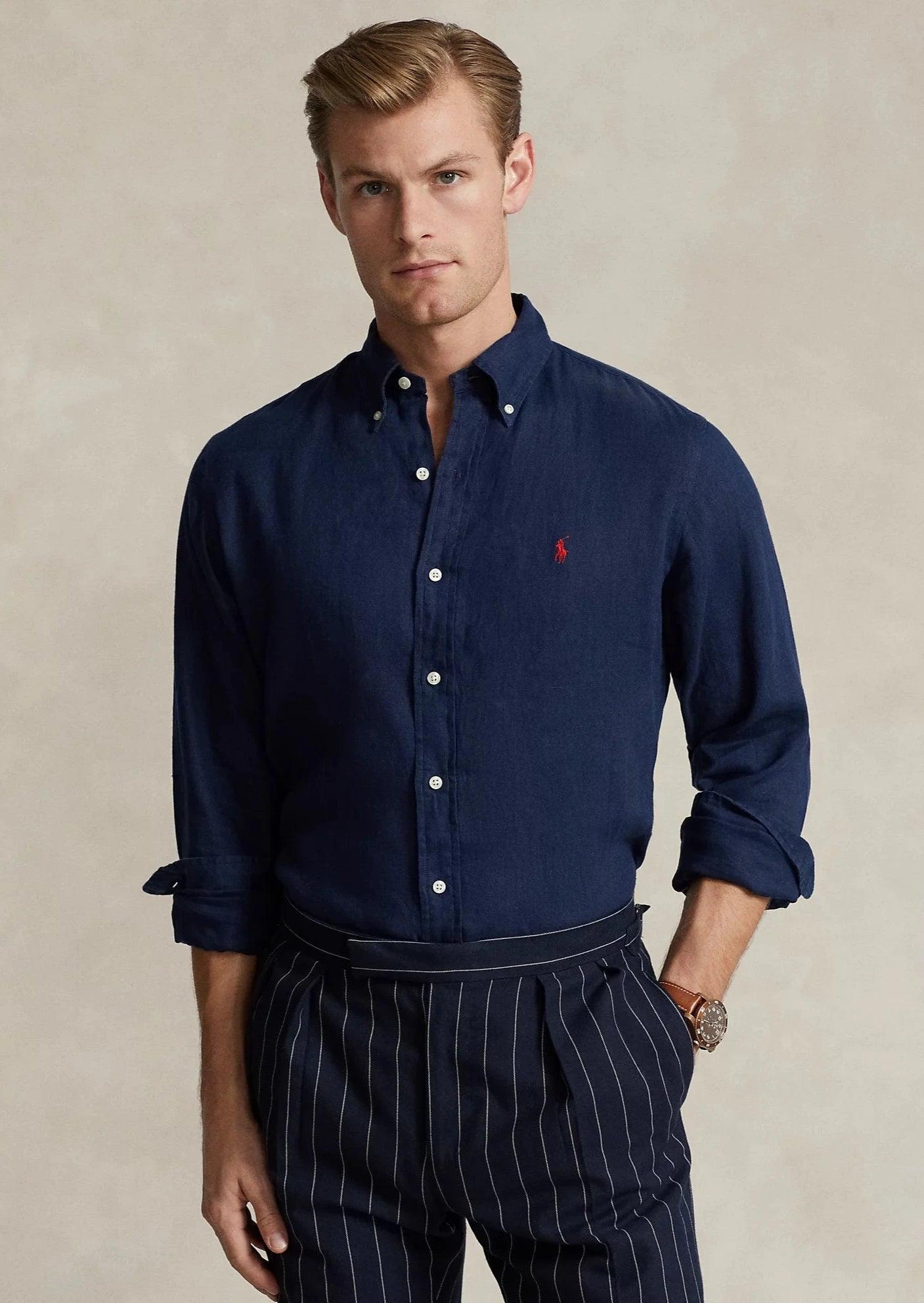 Chemise Ralph Lauren marine en lin - Georgespaul