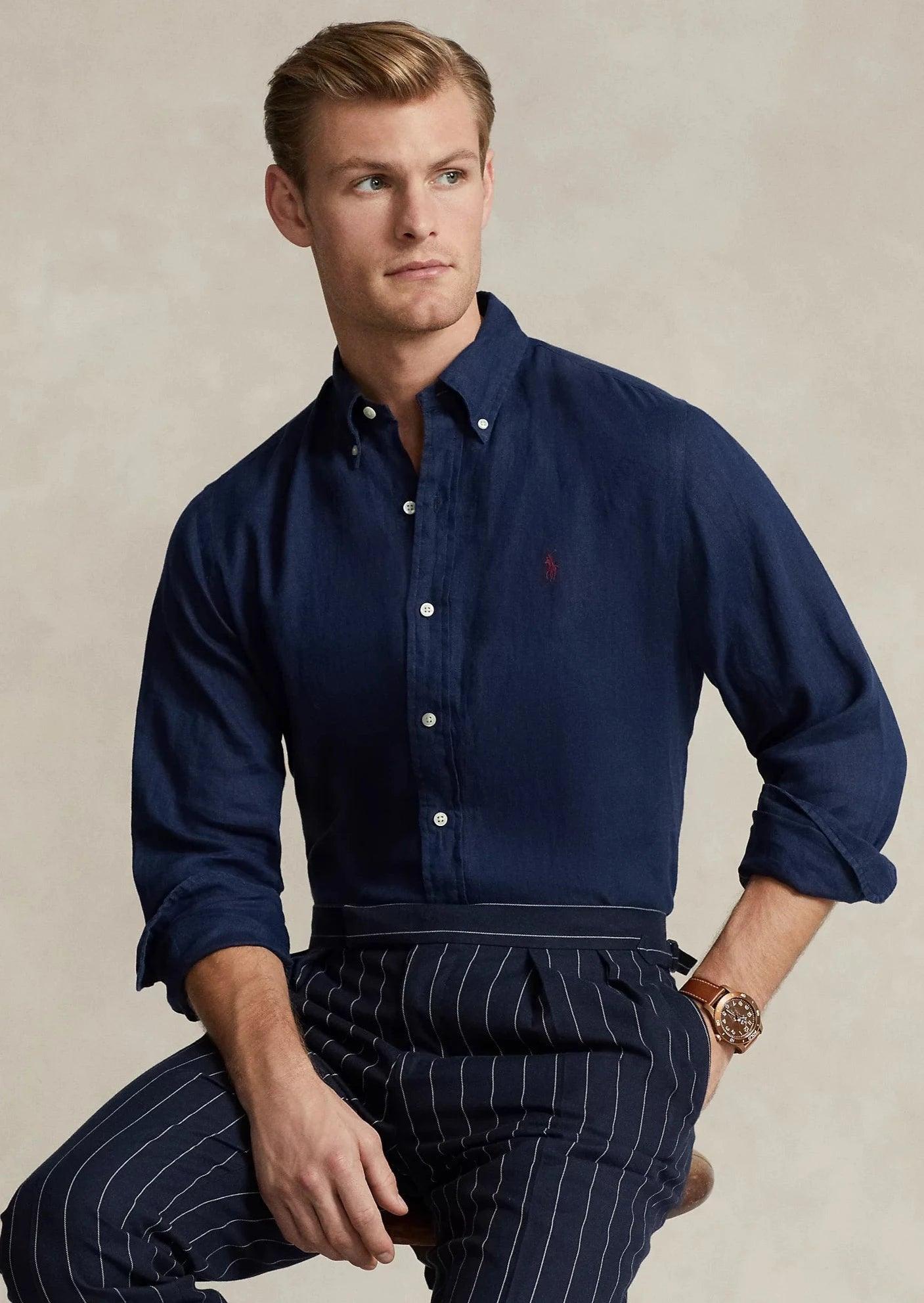 Chemise Ralph Lauren marine en lin - Georgespaul