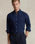 Chemise Ralph Lauren marine en lin - Georgespaul