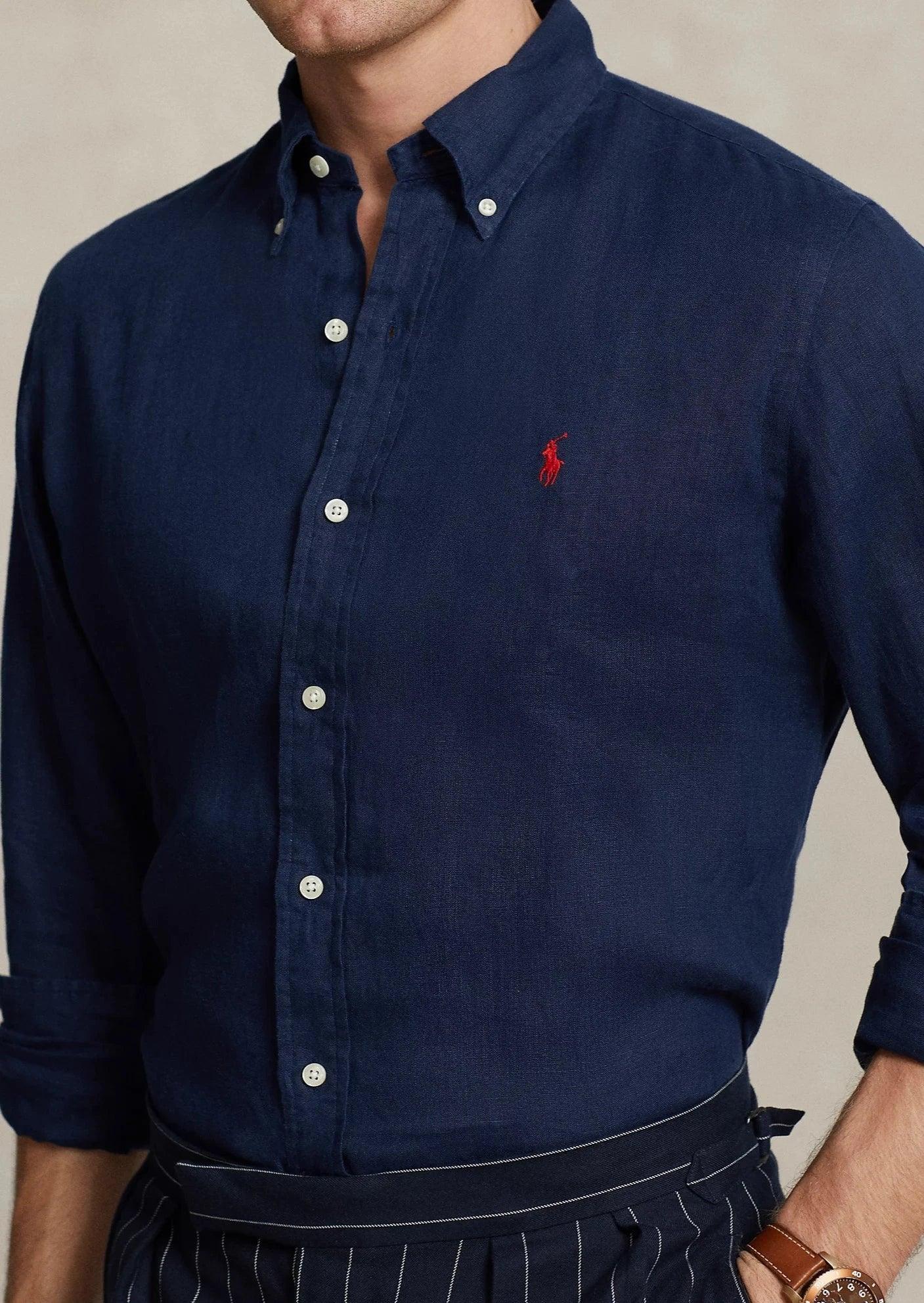 Chemise Ralph Lauren marine en lin - Georgespaul