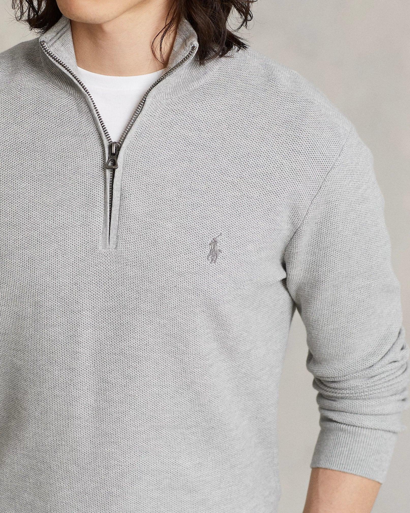 Pull demi-zip Ralph Lauren gris