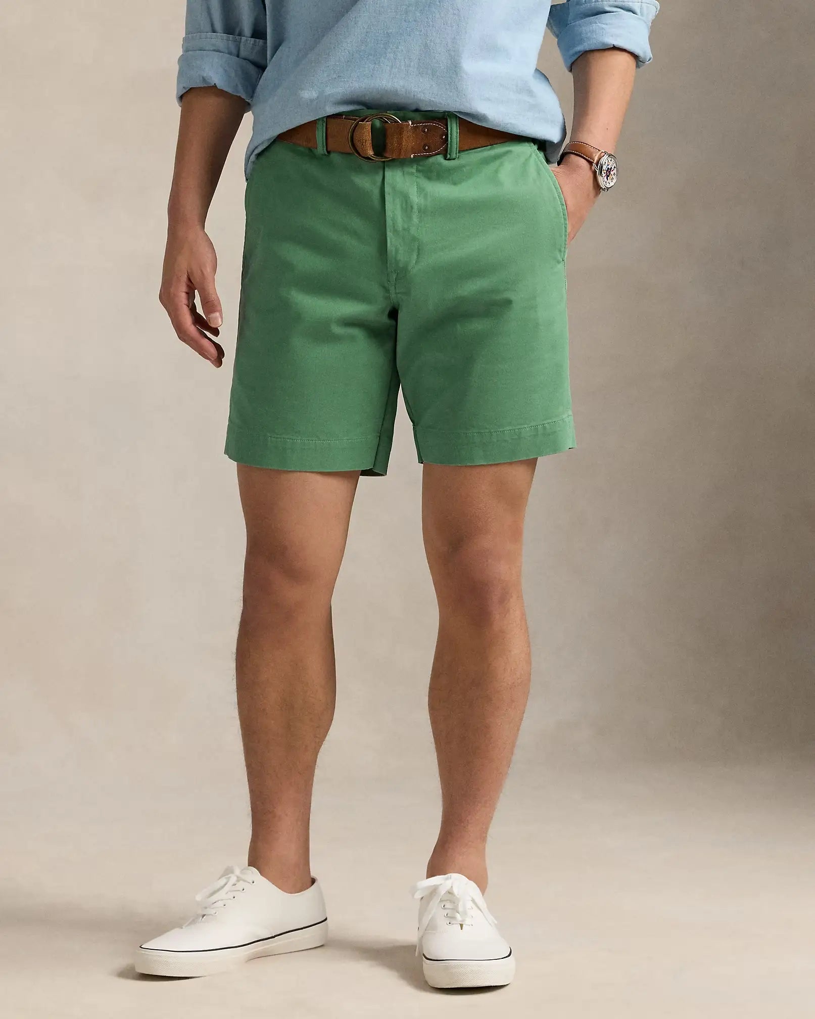 short-chino-ralph-lauren-vert-homme-face