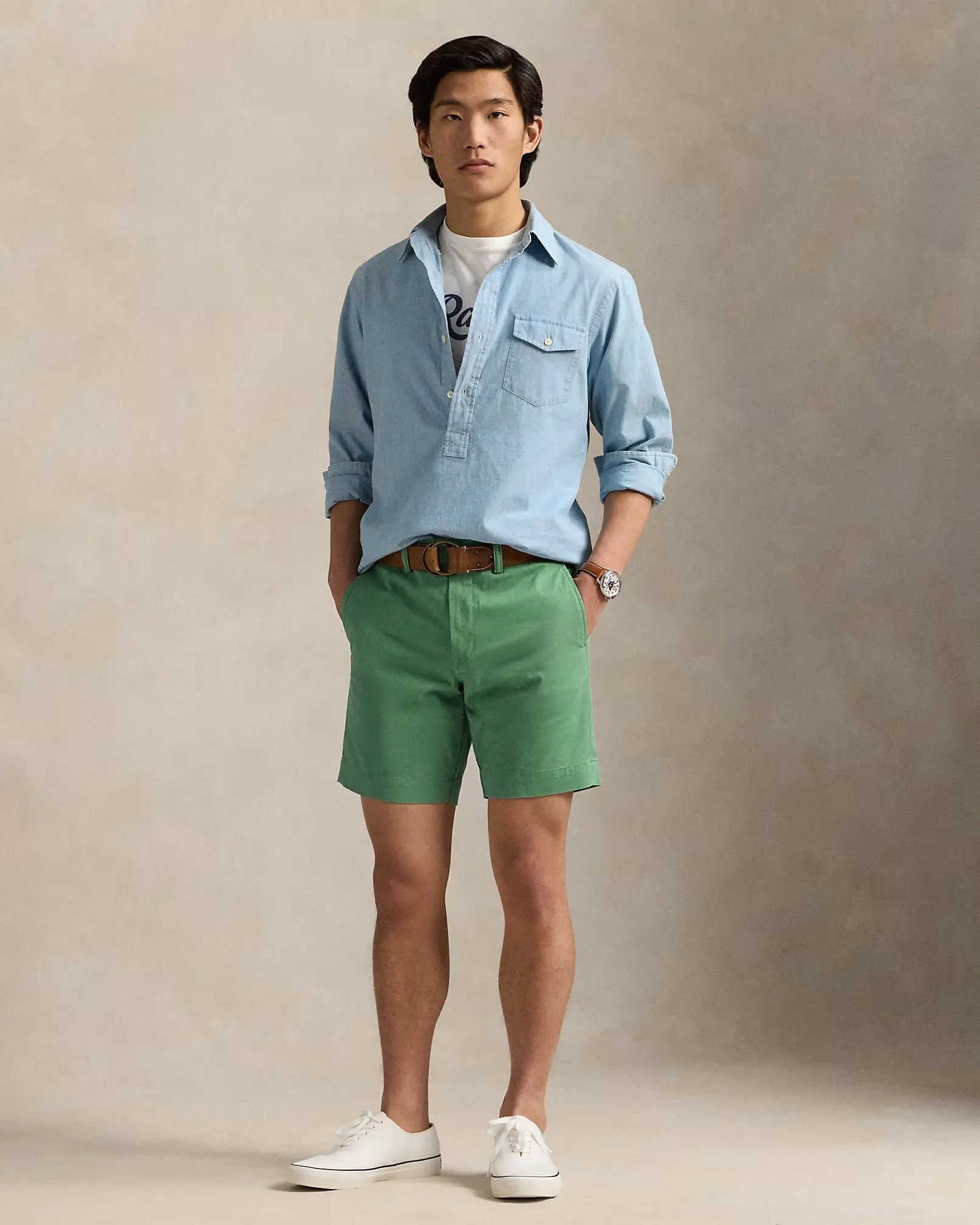 short-chino-ralph-lauren-vert-homme-porte