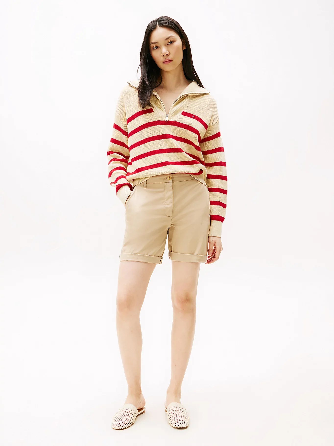short-chino-tommy-hilfiger-femme-beige-porte