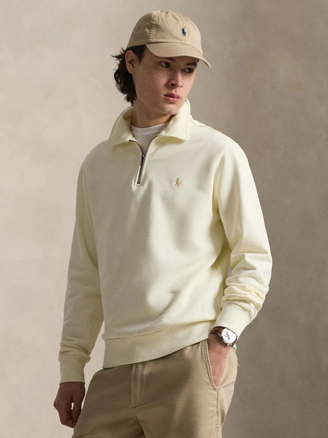 sweat-camionneur-ralph-lauren-beige-homme-710B18911002-face