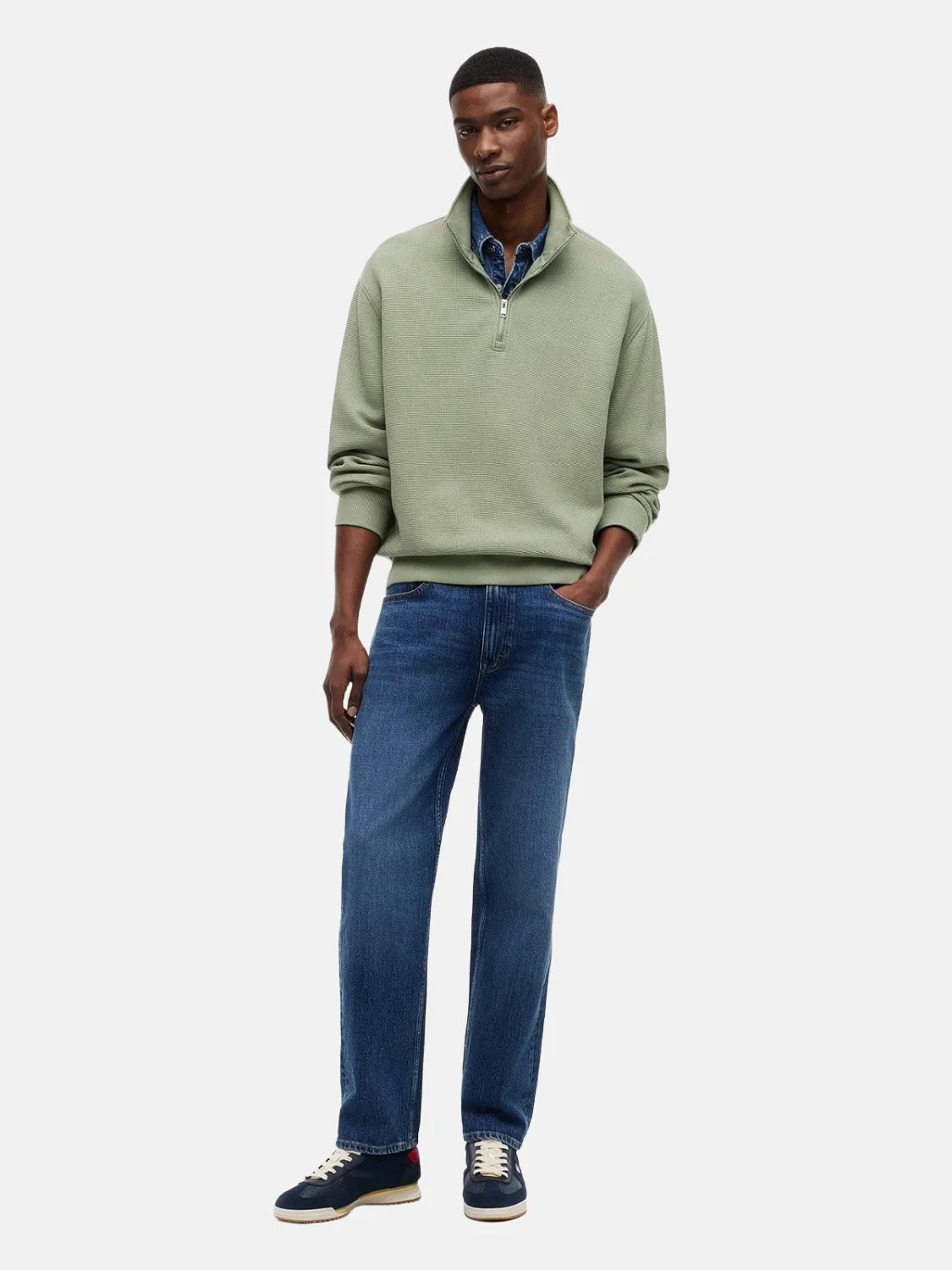 sweat-camionneur-tommy-jeans-kaki-porte