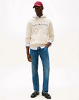sweat-capuche-tommy-hilfiger-beige-homme-porte