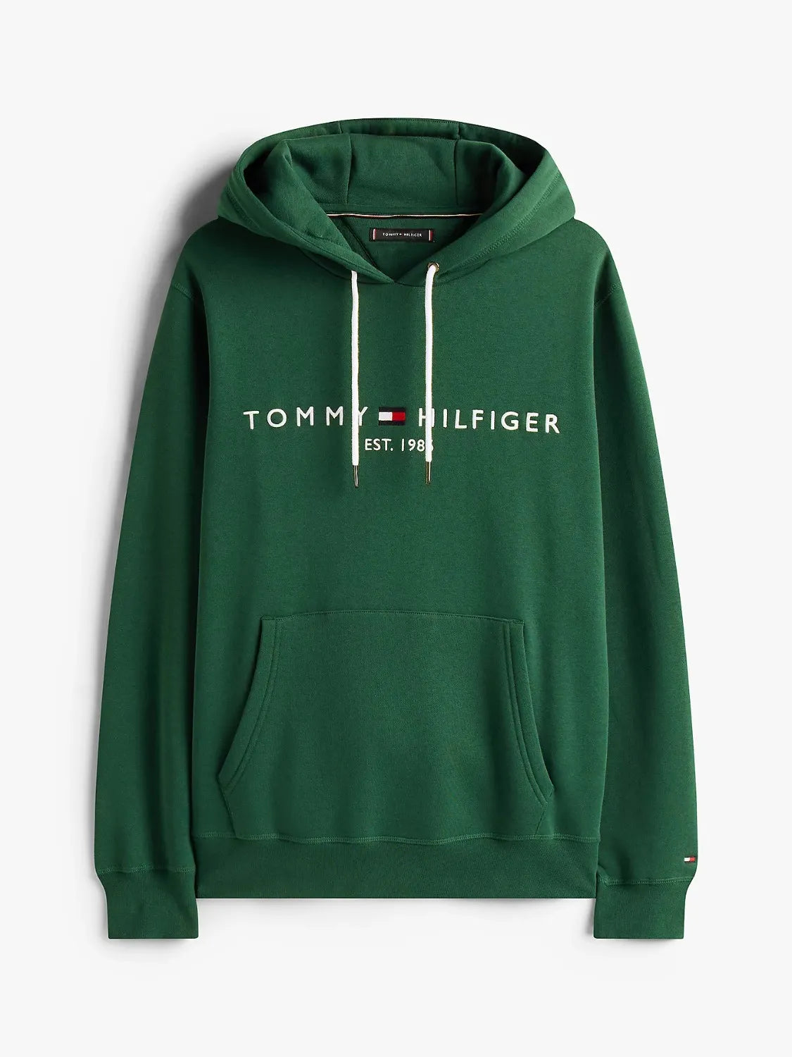 sweat-capuche-tommy-hilfiger-vert-homme-a-plat