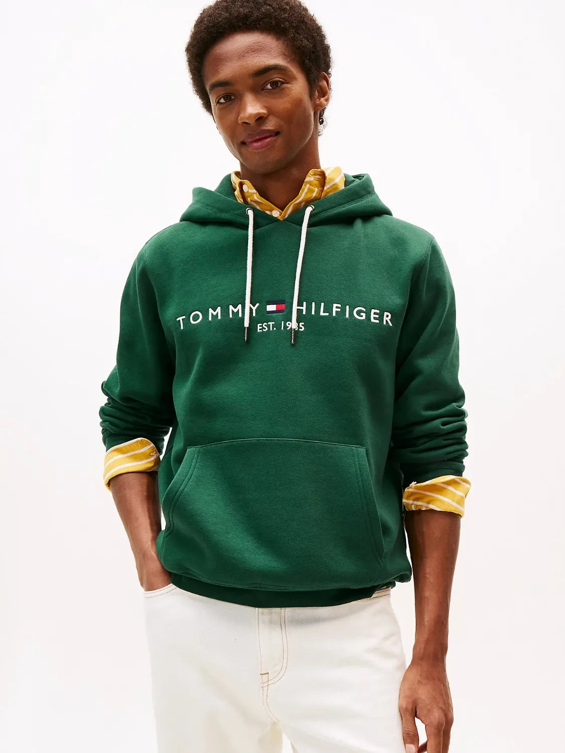 sweat-capuche-tommy-hilfiger-vert-homme-face