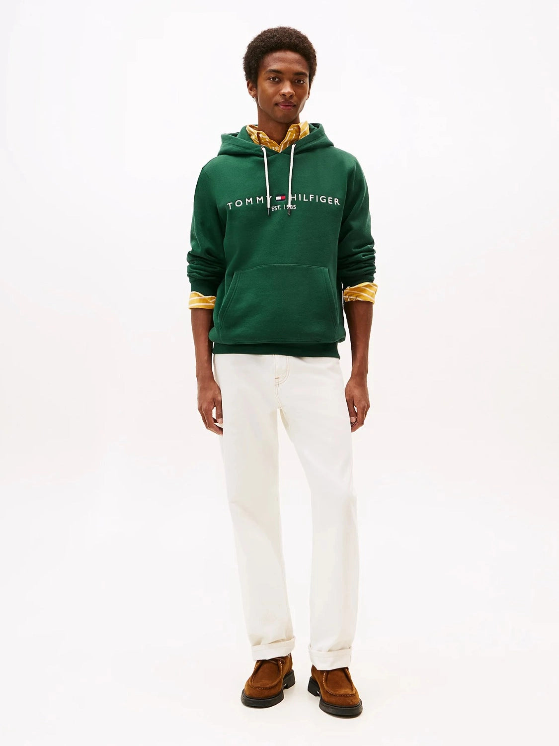 sweat-capuche-tommy-hilfiger-vert-homme-porte
