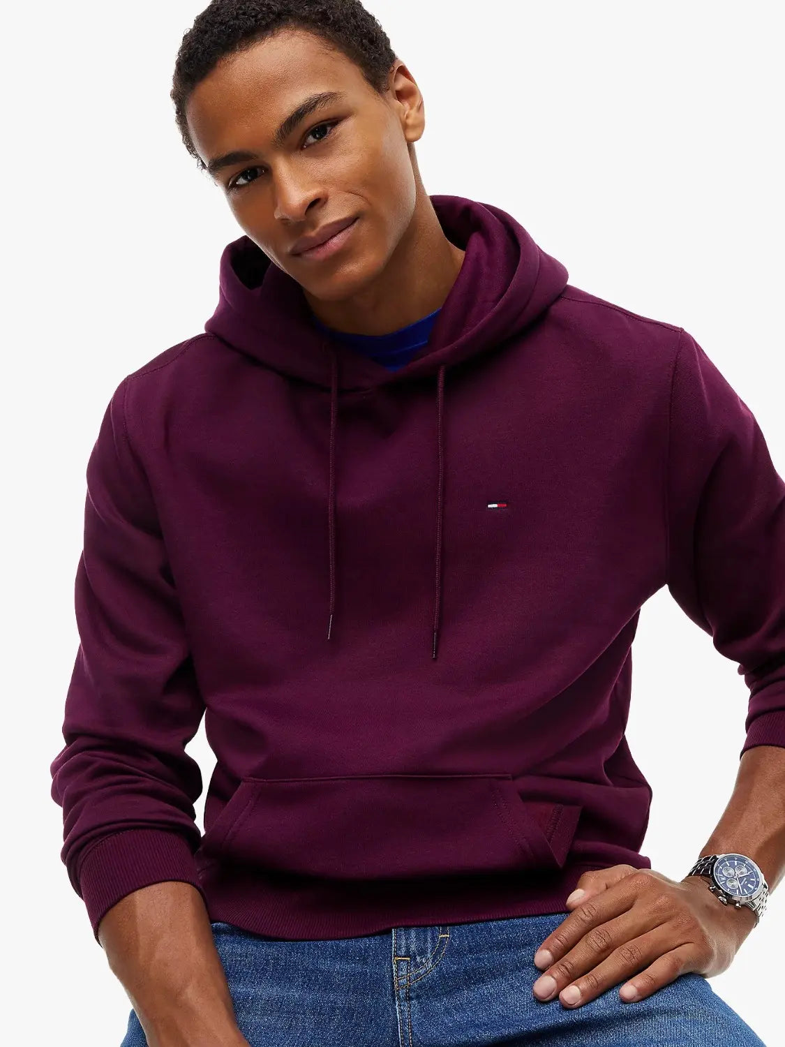 sweat-capuche-tommy-jeans-bordeaux-homme-DM0DM20742V11-face-zoom