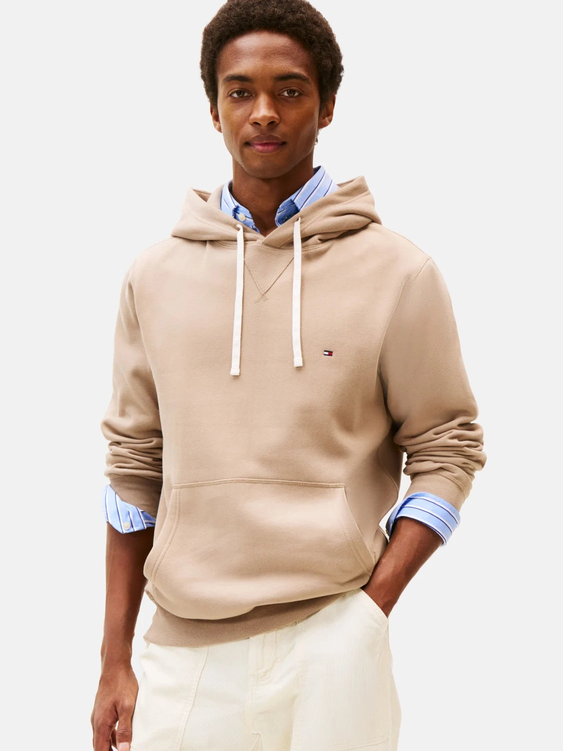 sweat-tommy-hilfiger-beige-homme-face