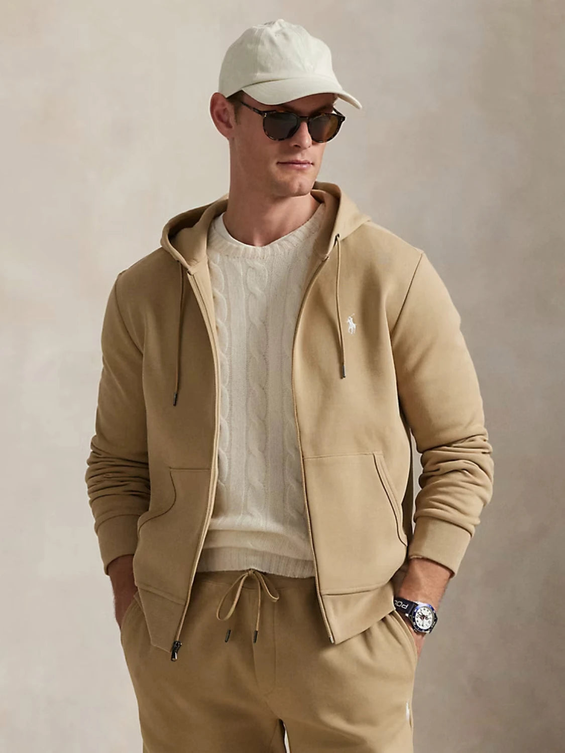 sweat-zippe-ralph-lauren-beige-homme-face