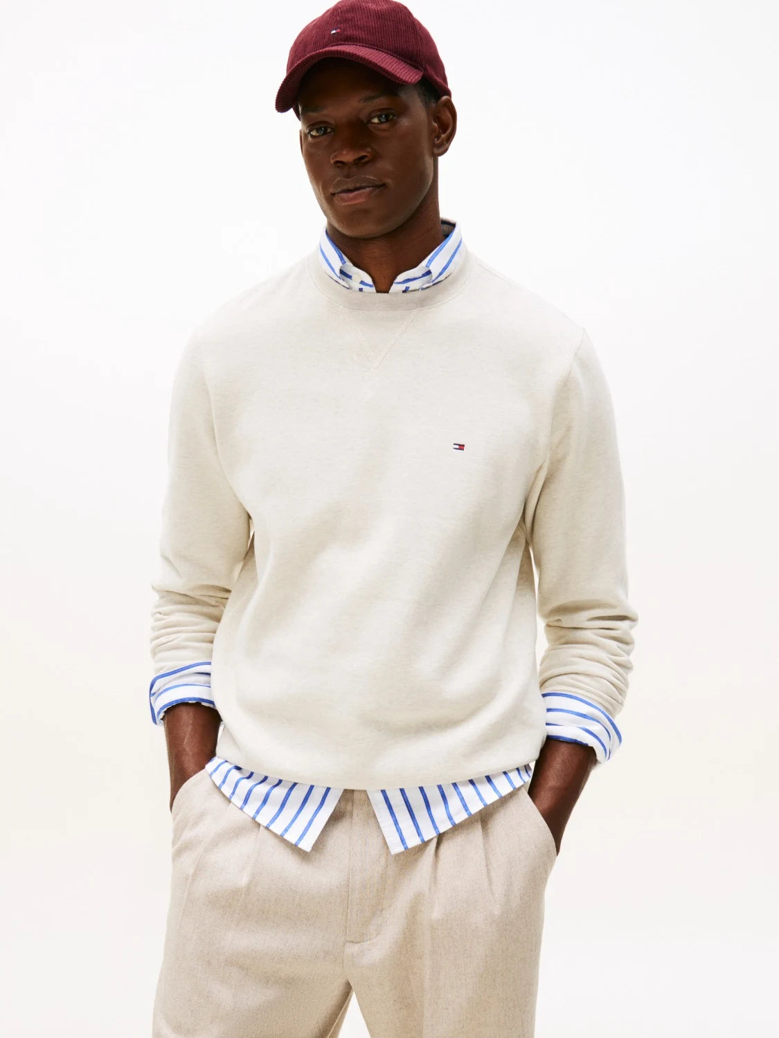 sweatshirt-tommy-hilfiger-beige-homme-face