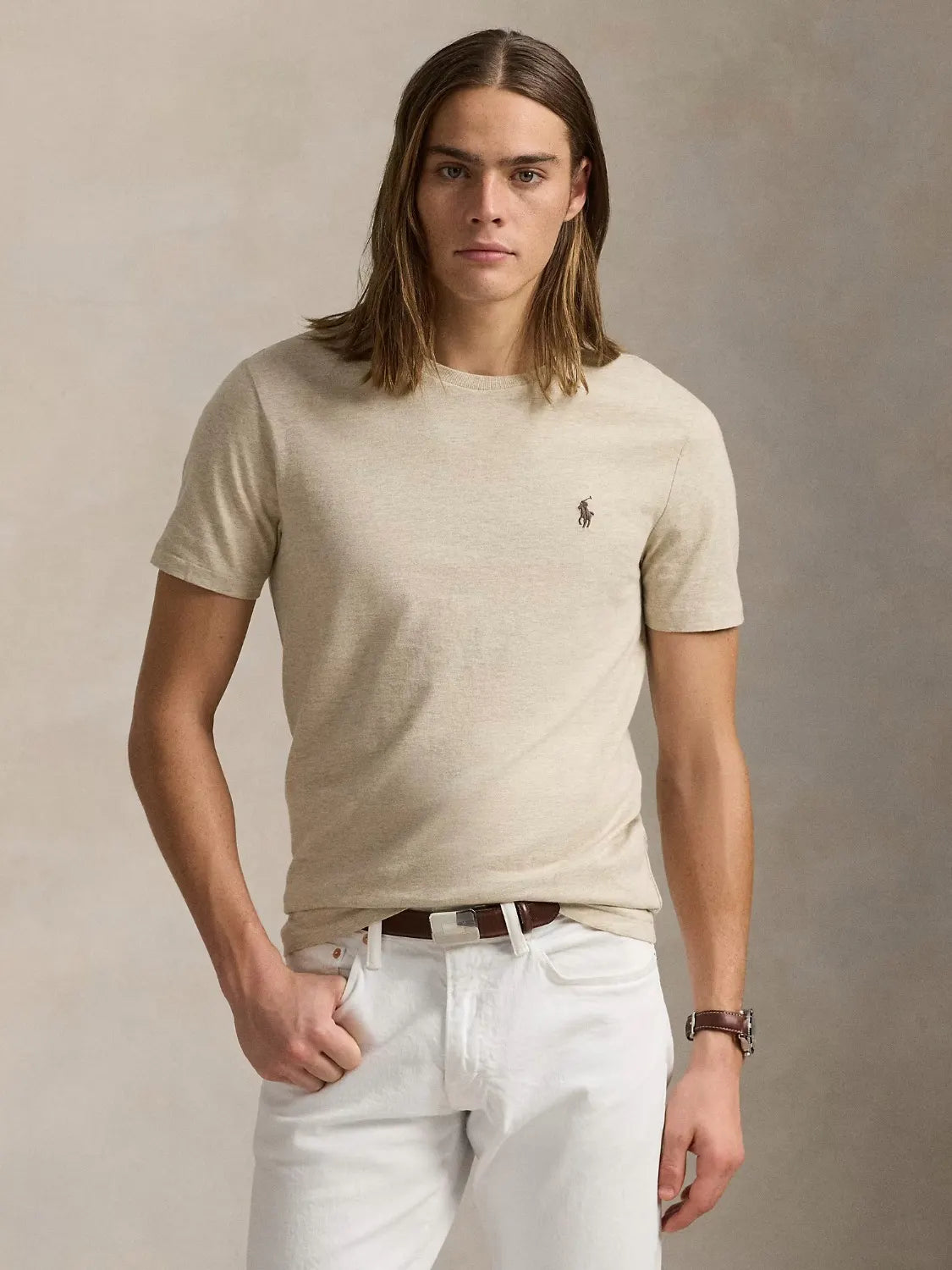 t-shirt-ralph-lauren-beige-homme-face