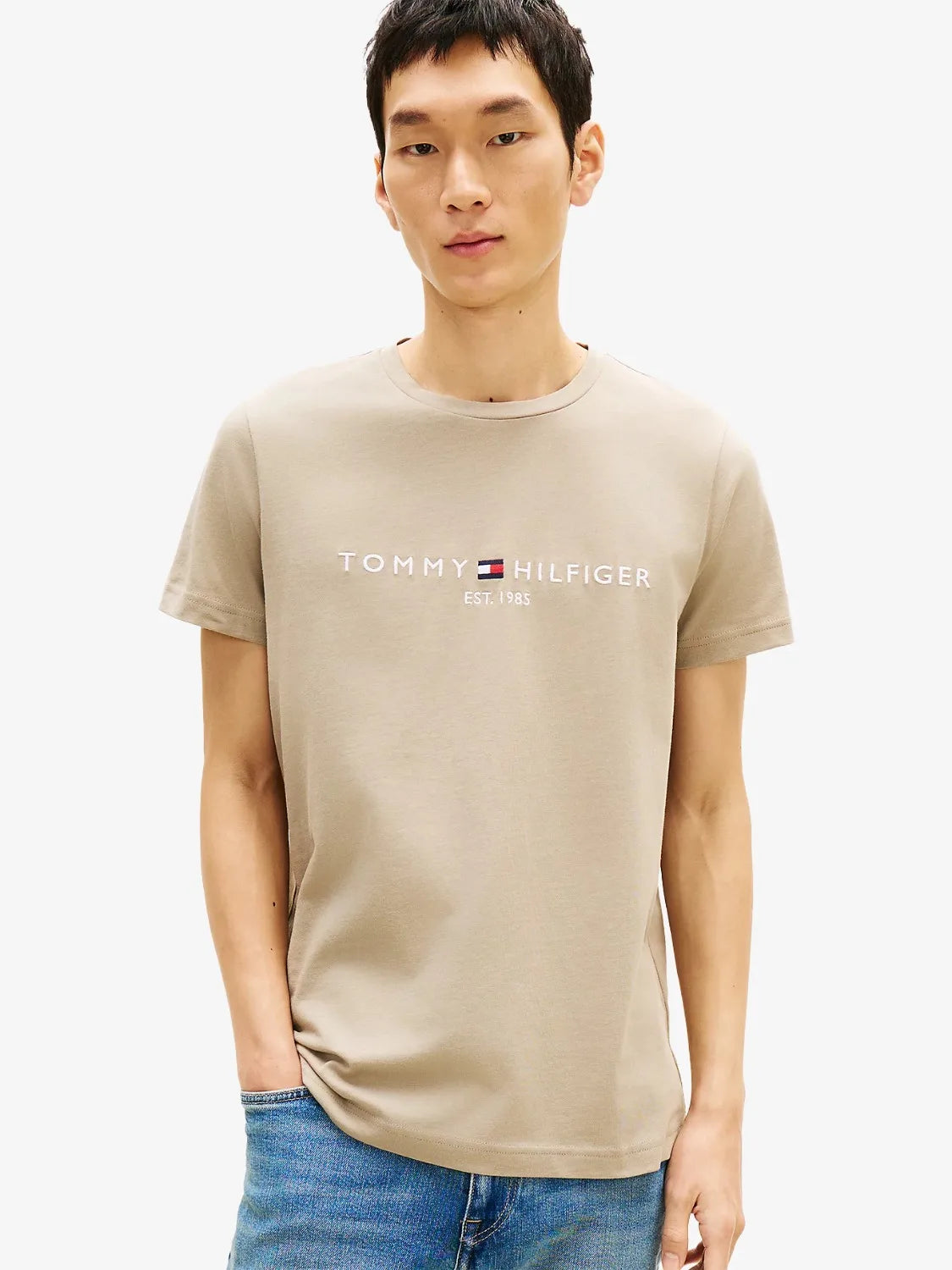 t-shirt-tommy-hilfiger-beige-homme-MW0MW11797M03-face