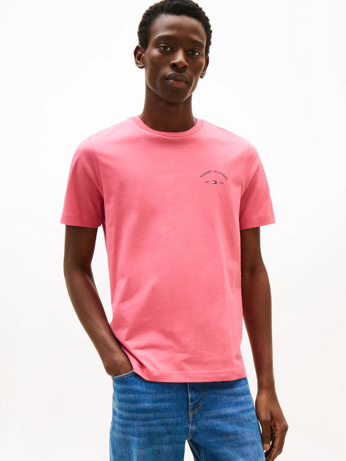 t-shirt-tommy-hilfiger-homme-rose-face