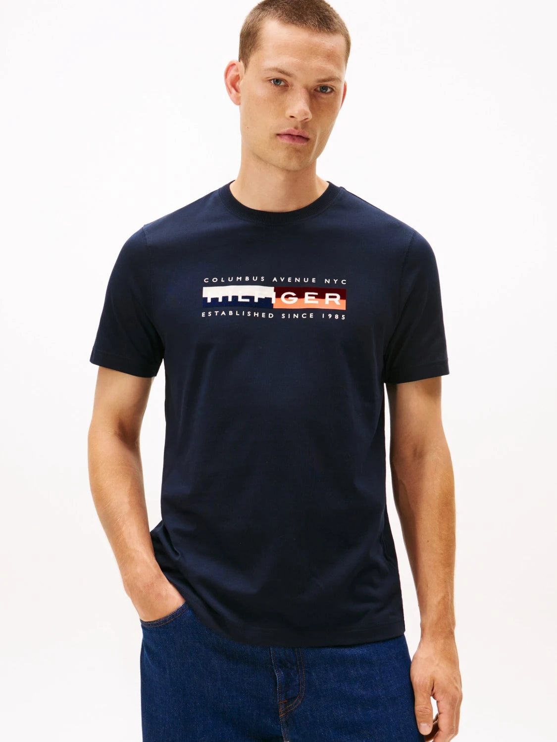t-shirt-tommy-hilfiger-marine-homme-face
