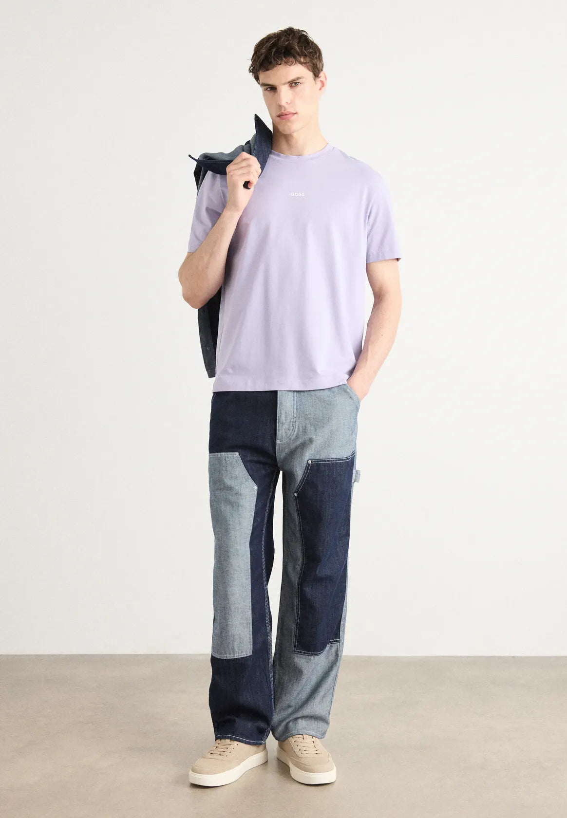 tshirt-boss-homme-violet-porte