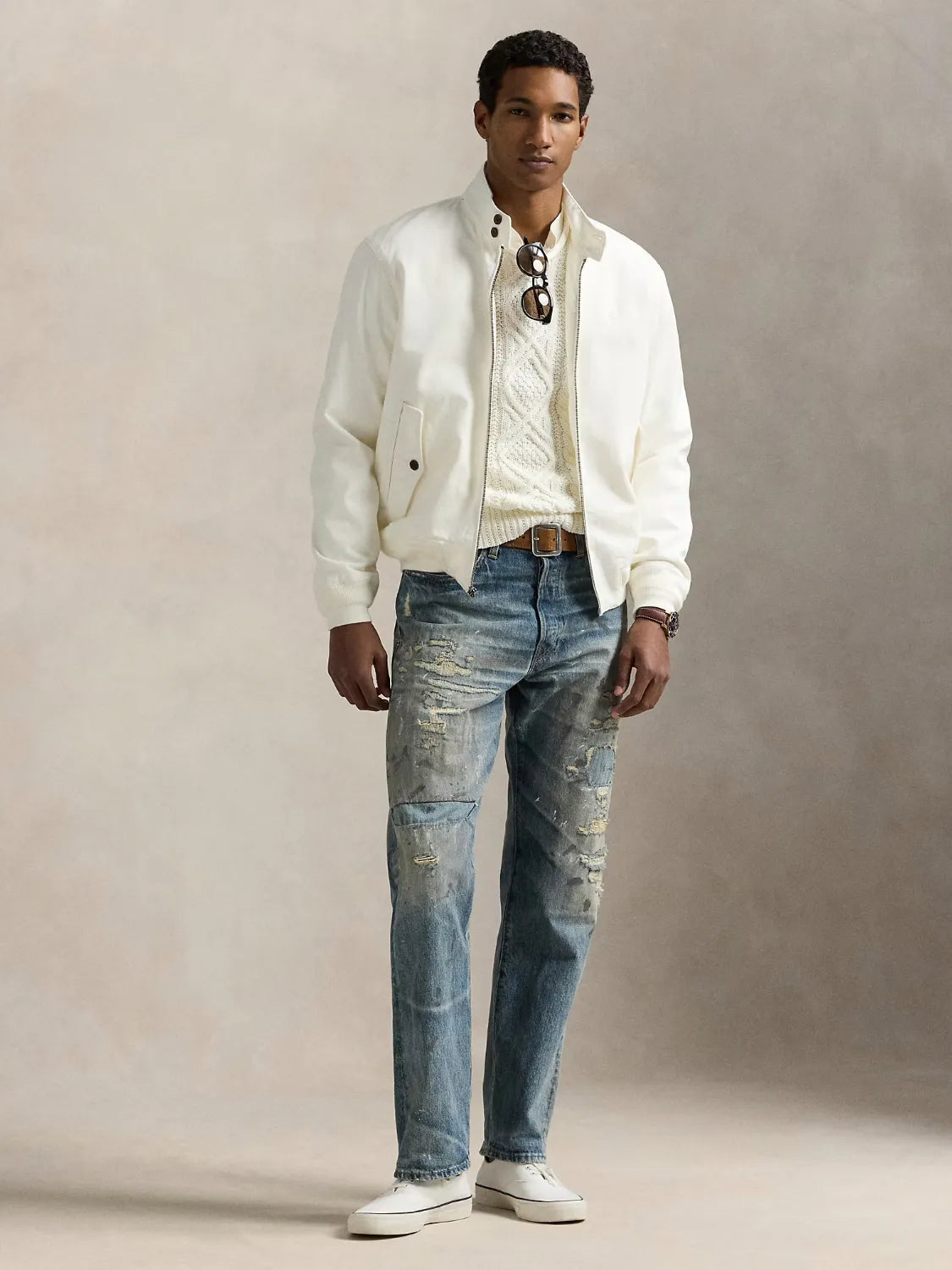 veste-chino-ralph-lauren-homme-blanche-porte