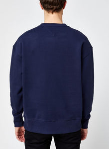 Marineblaues Tommy Jeans-Sweatshirt aus Bio-Baumwolle mit Flaggenlogo