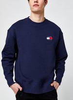 Laden Sie das Bild in den Galerie-Viewer, Marineblaues Tommy Jeans-Sweatshirt aus Bio-Baumwolle mit Flaggenlogo
