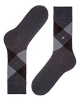 Hohe Burlington-Socken aus grauer Baumwolle mit Rautenmuster