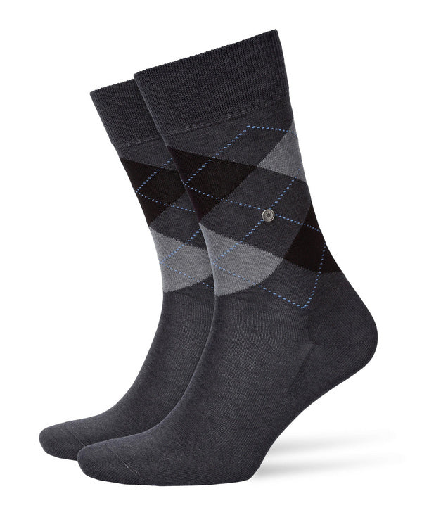 Hohe Burlington-Socken aus grauer Baumwolle mit Rautenmuster
