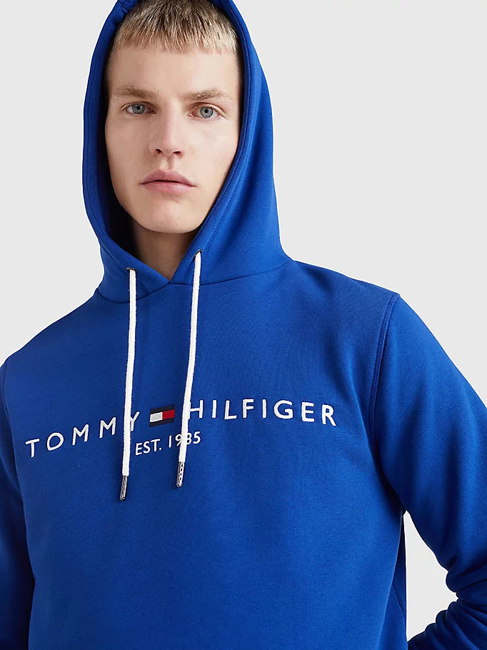 Sweat à capuche Tommy Hilfiger bleu en coton bio