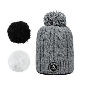 Bonnet Creamy Gin Cabaïa gris pompons interchangeables | Georgespaul