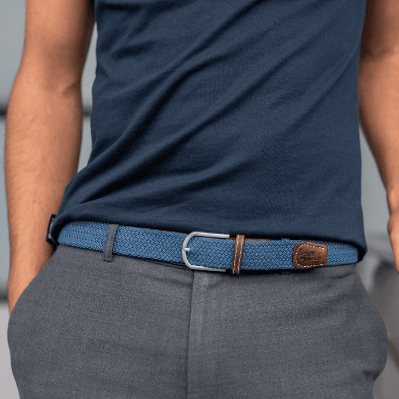 Ceinture tressée Billybelt bleue en cuir - Georgespaul