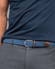 Ceinture tressée Billybelt bleue en cuir - Georgespaul