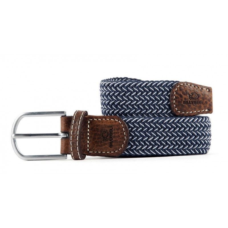 Ceinture tressée Billybelt bleue et blanche en cuir - Georgespaul