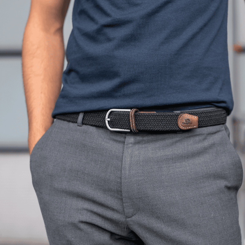 Ceinture tressée Billybelt noire en cuir - Georgespaul